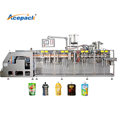 750ml spout doypack packing machine for liquid soap package Liquid detergent HFFS form fill seal standing pouch packing machine
